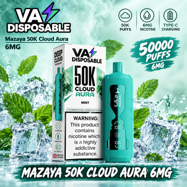4c2a4e3b-1ac6-49dd-aad6-59f26d05e22d Mazaya 50K Cloud Aura 6mg Disposable Vape