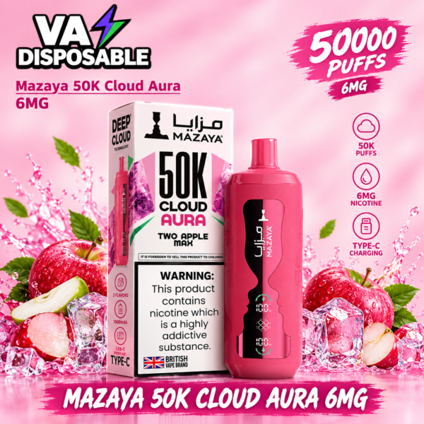 c5e561d4-e761-445c-8ec5-167da0c174fd Mazaya 50K Cloud Aura 6mg Disposable Vape